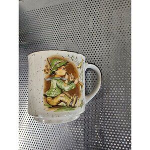 Vintage Speckled Brown Little Boy Dutch German Boy Coffee Cup Made In Japan